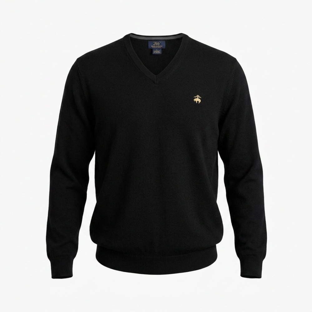Brooks Brothers Sweater Men L Black Solid Regular Classic Preppy Wool